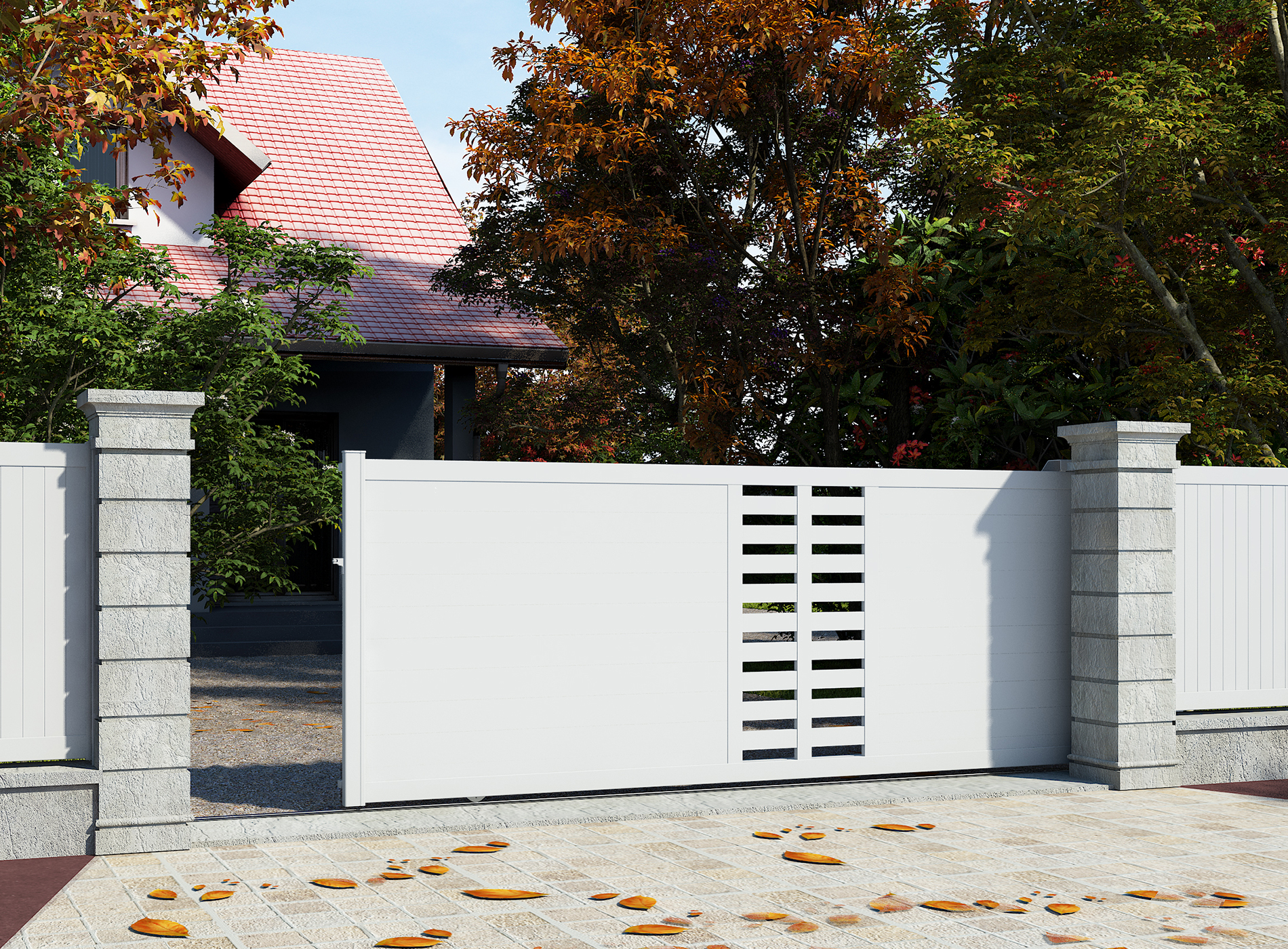 Klos Up Portail coulissant aluminium GARLAN Blanc 9016