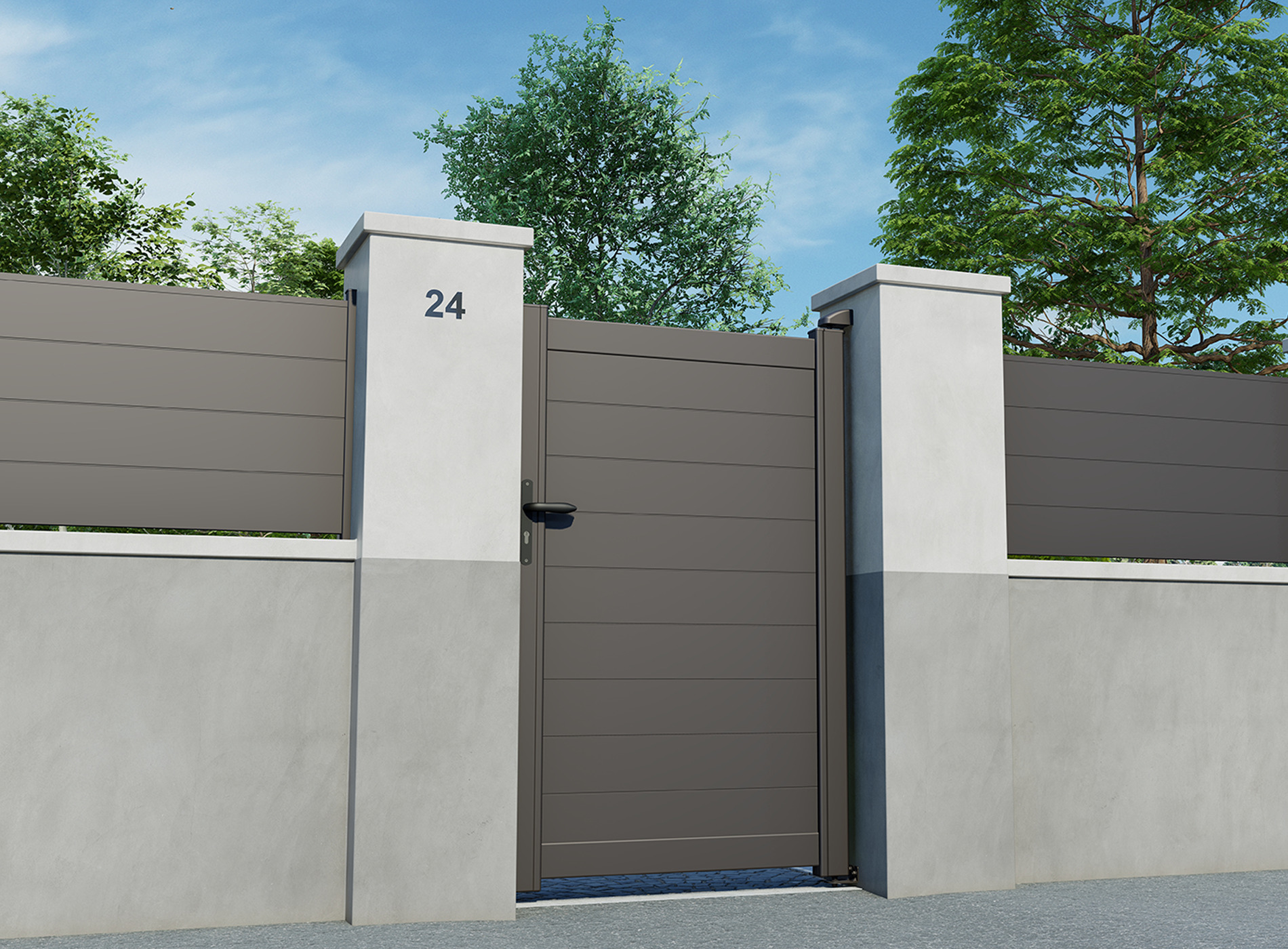 Portillon en aluminium LAO 1040 x 1258 mm , Gris Sablé 2900S