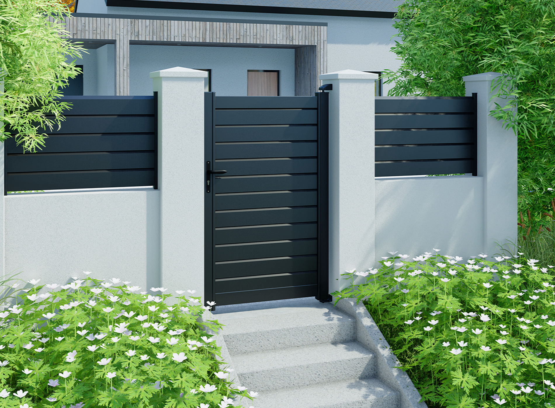 Portillon en aluminium ZEF, noir sablé 2100