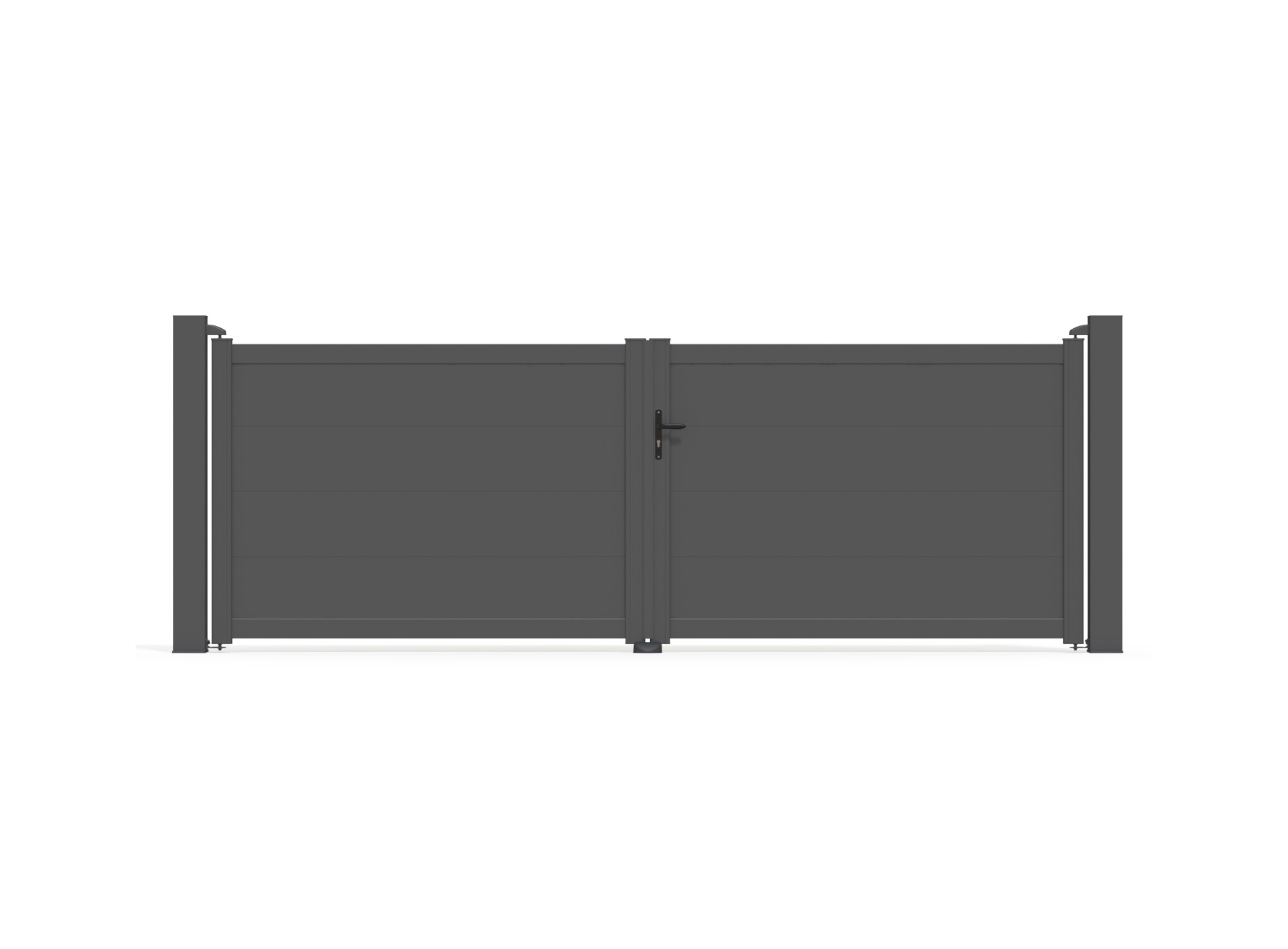 Portail aluminium battant HEZO 4060 x 1405 mm - Noir Sablé 2100