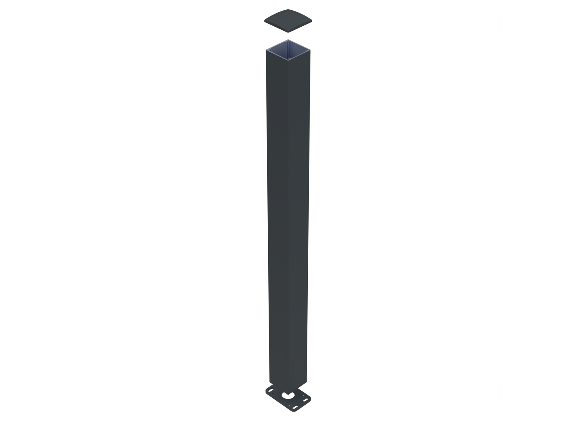 Poteau sur platine 100x100mm - Gris zinc (RAL7016)